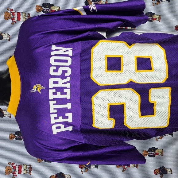 Y2K Reebok Minesota Vinkings Adrian Peterson #28 purple & white football jersey - Picture 4 of 8